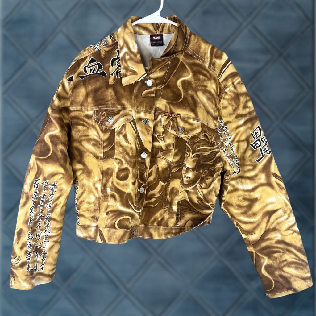 Denime VINTAGE NAVI Jacket Mens 3XL Denim Bomber Gold Anime Graphic Art USA Y2K Jacket Size US XXL / EU 58 / 5 - 1 Thumbnail