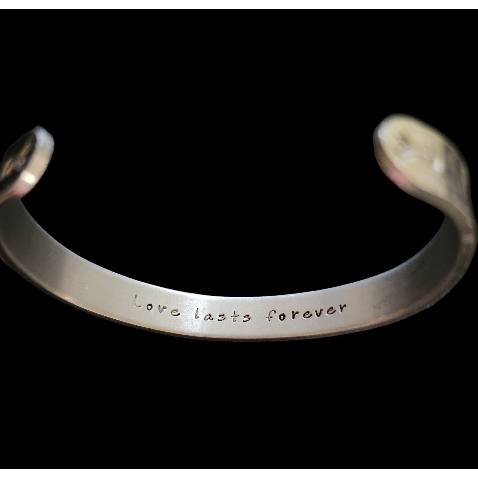 Other Textured metal cuff bracelet, love is forever stamped inside Size ONE SIZE - 2 Thumbnail