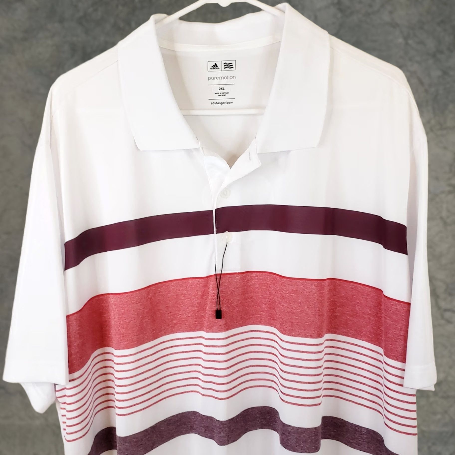 Adidas Adidas Golf Polo Shirt Mens XXL White Red Striped Short Sleeve PureMotion Shirt Polo Shirt Mens XXL White Red Striped Short Sleeve Size US XXL / EU 58 / 5 - 1 Thumbnail