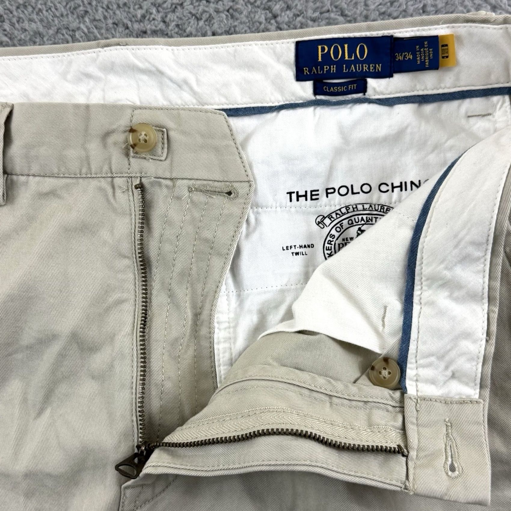 Polo Ralph Lauren VINTAGE Polo Ralph Lauren Pants Men’s Beige Twill Chino Casual Zip 34x34 Preppy Size US S / EU 44-46 / 1 - 7 Thumbnail