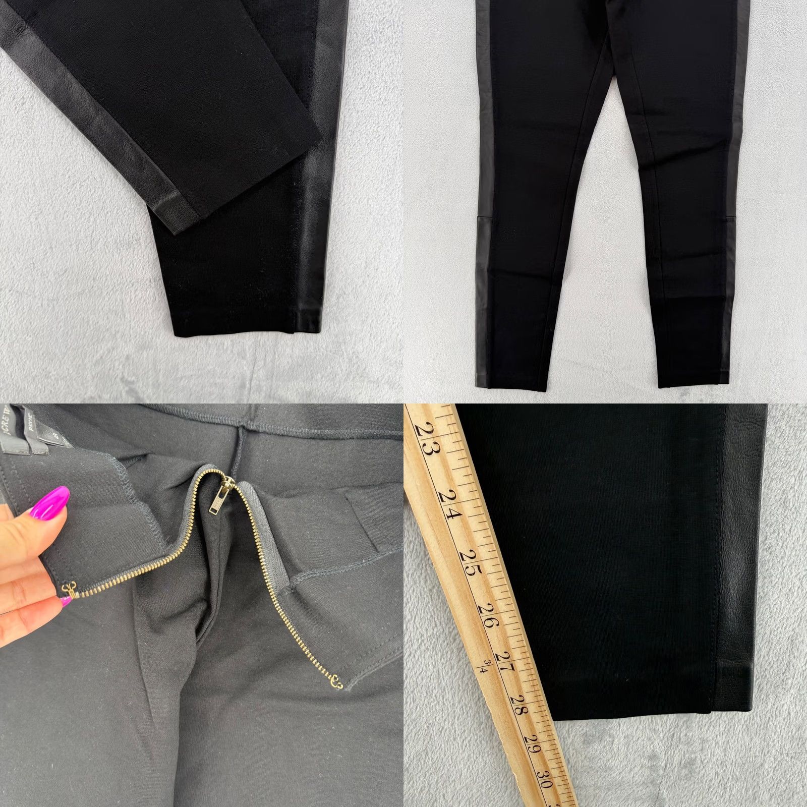 J.Crew J.Crew Pixie Black Leather Side Panel Ponte Knit Trousers Womens Size 4R Size 27" / US 4 / IT 40 - 8 Thumbnail