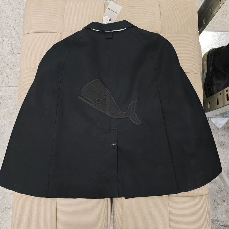 Thom Browne Thom Browne size0 Black cotton turtle whale embroidered sui Size 36S - 2 Thumbnail