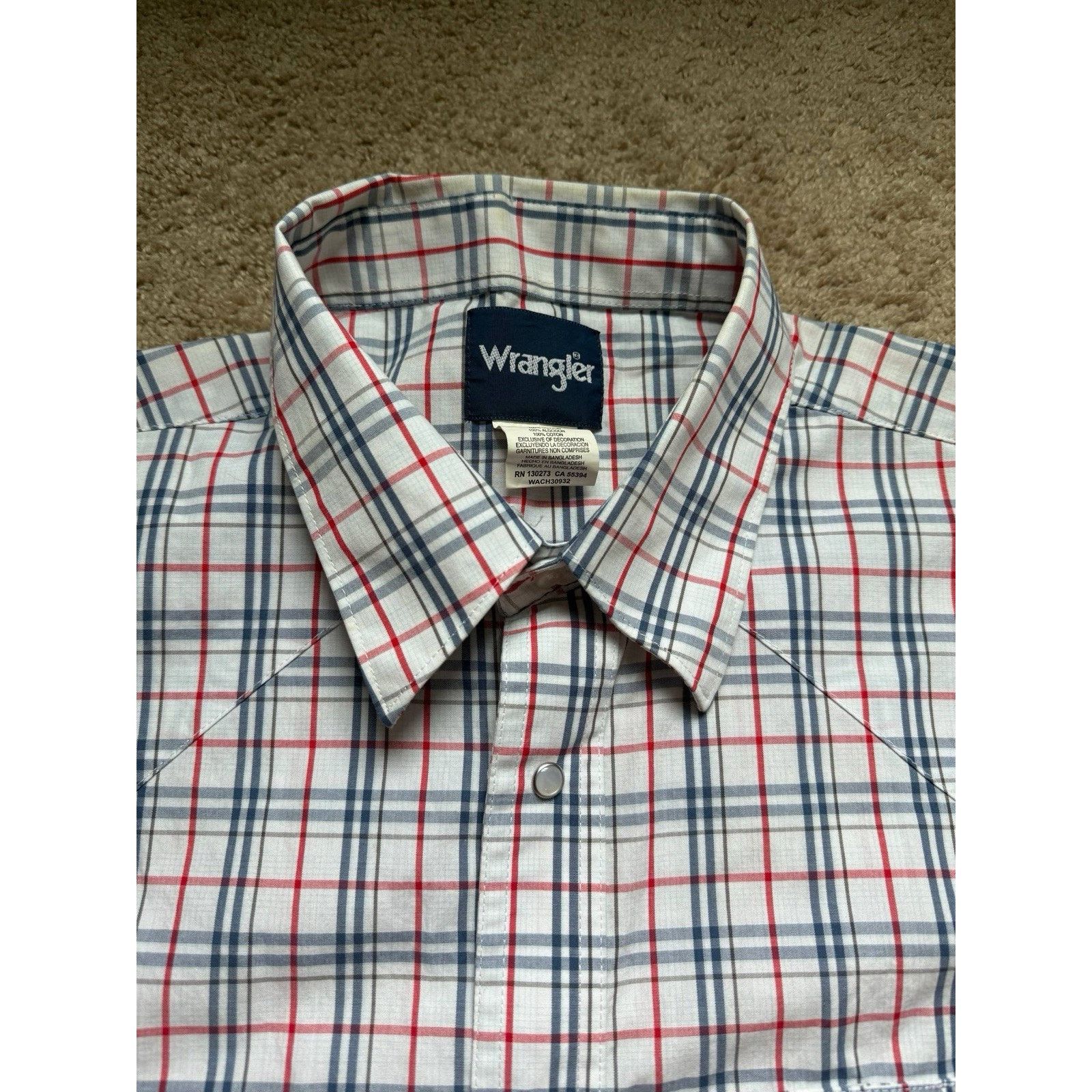 Wrangler WRANGLER Wrancher Western Shirt Mens 2XLT Plaid Pearl Snap Size US XXL / EU 58 / 5 - 3 Thumbnail