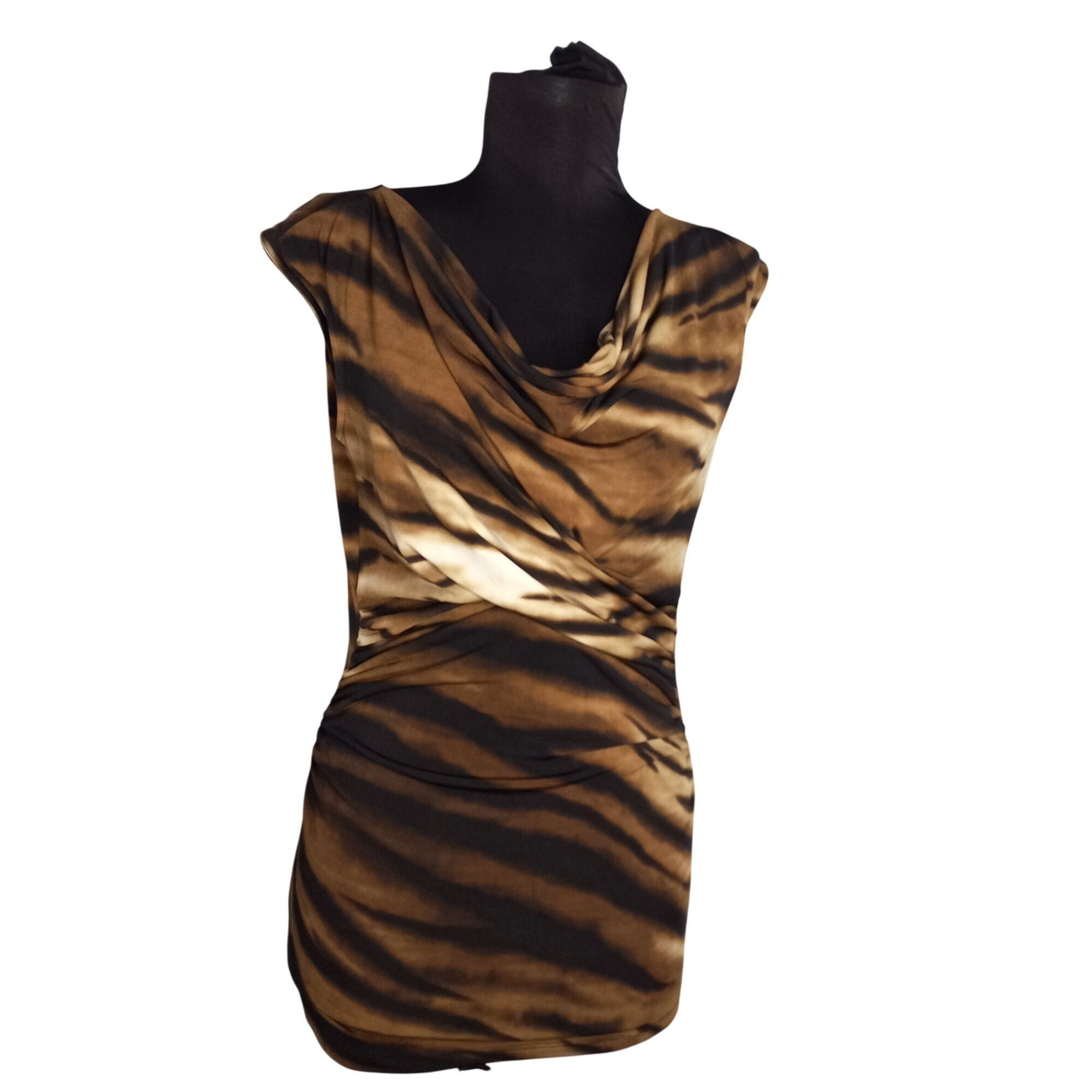Vince Camuto Vince Camuto XS Top Sleeveless Tiger Print Drape Neck Polyes Size XS / US 0-2 / IT 36-38 - 1 Thumbnail