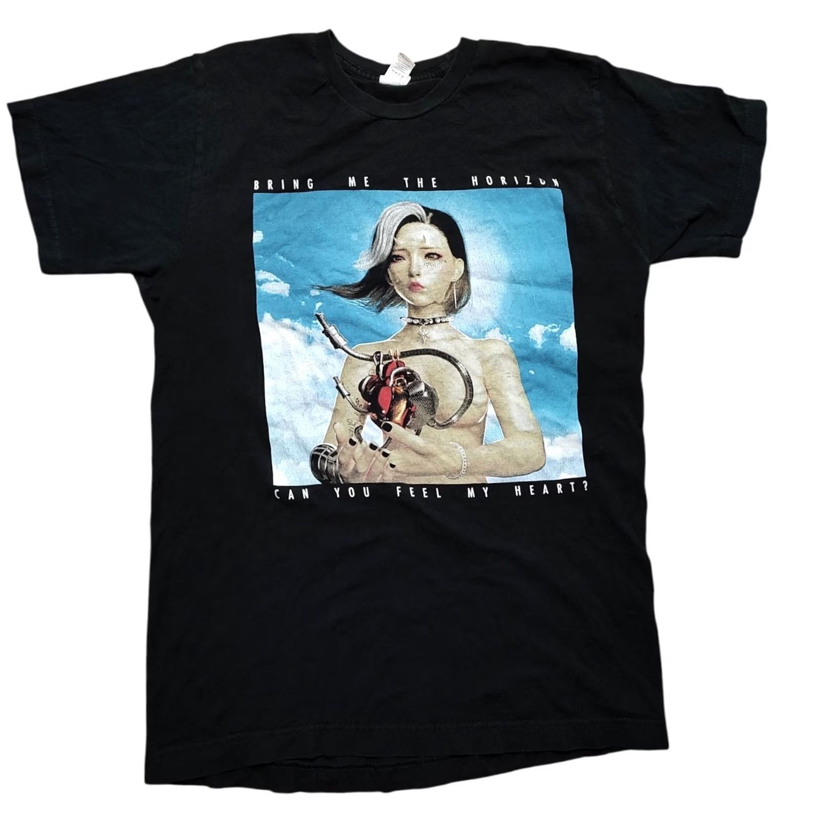 Tultex Bring Me The Horizon Shirt Mens M Black T-Shirt Can You Feel My Heart Rock Tultex Cotton Graphic Print Short Sleeve Crew Neck Mens Size US M / EU 48-50 / 2 - 2 Thumbnail