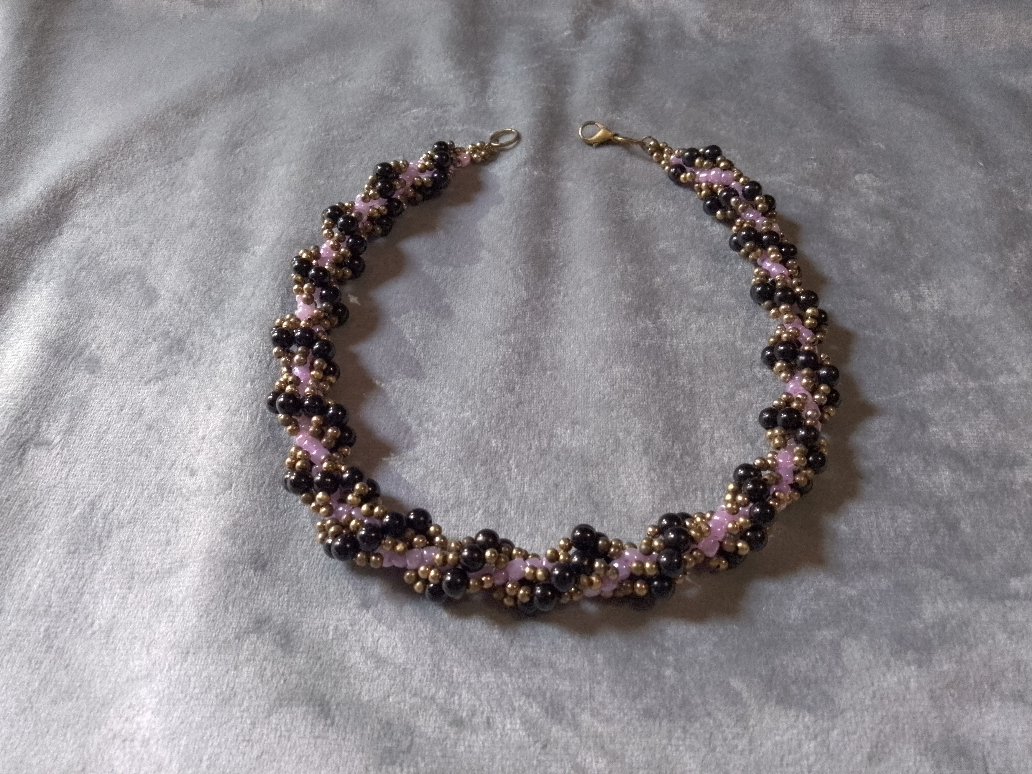 Handmade Necklace Black Pearls Tubular Vintage Style Elegant Size ONE SIZE - 1 Thumbnail