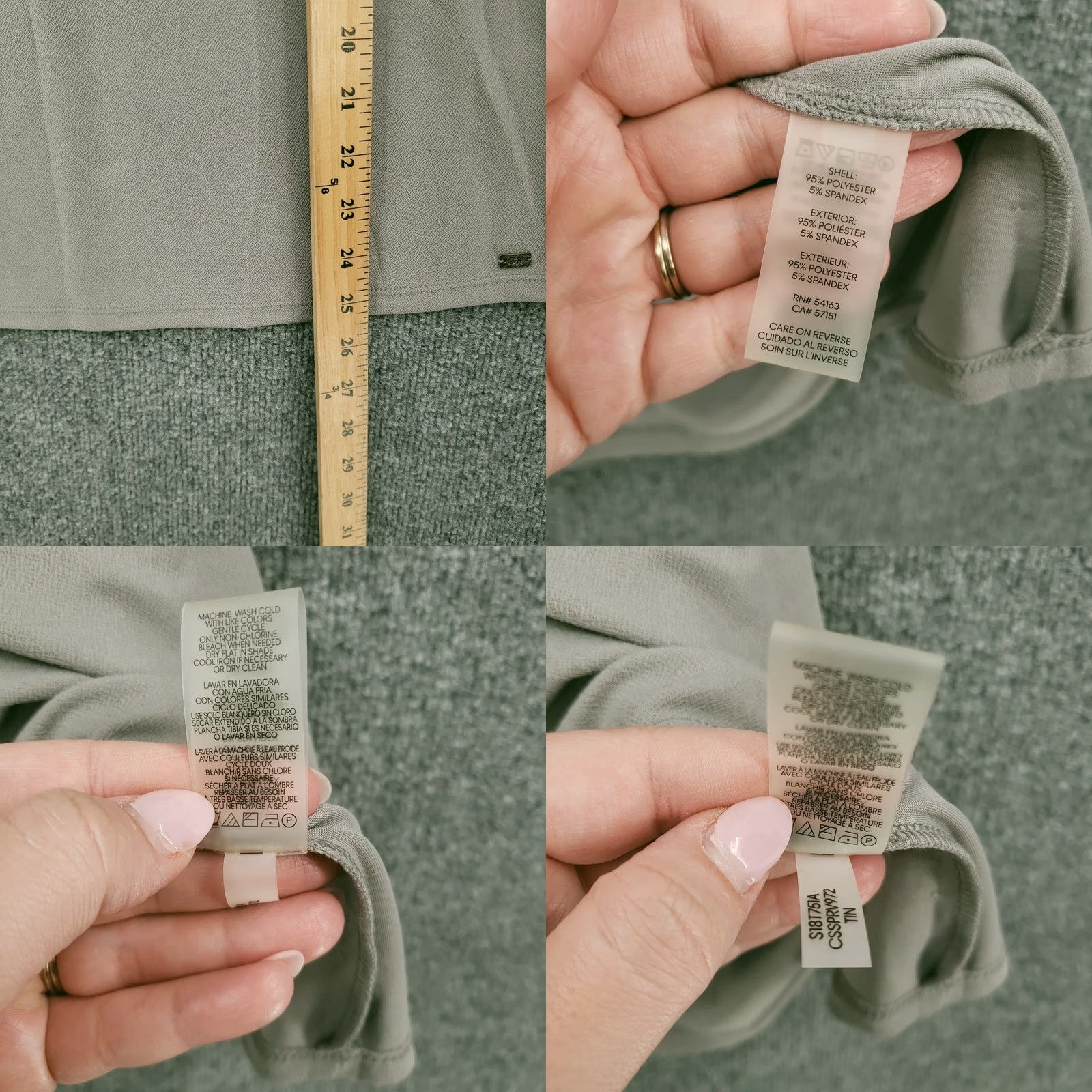 Vintage Calvin Klein Top Womens XL Gray Short Sleeve V Neck Pullover Stretch Size XL / US 12-14 / IT 48-50 - 8 Thumbnail