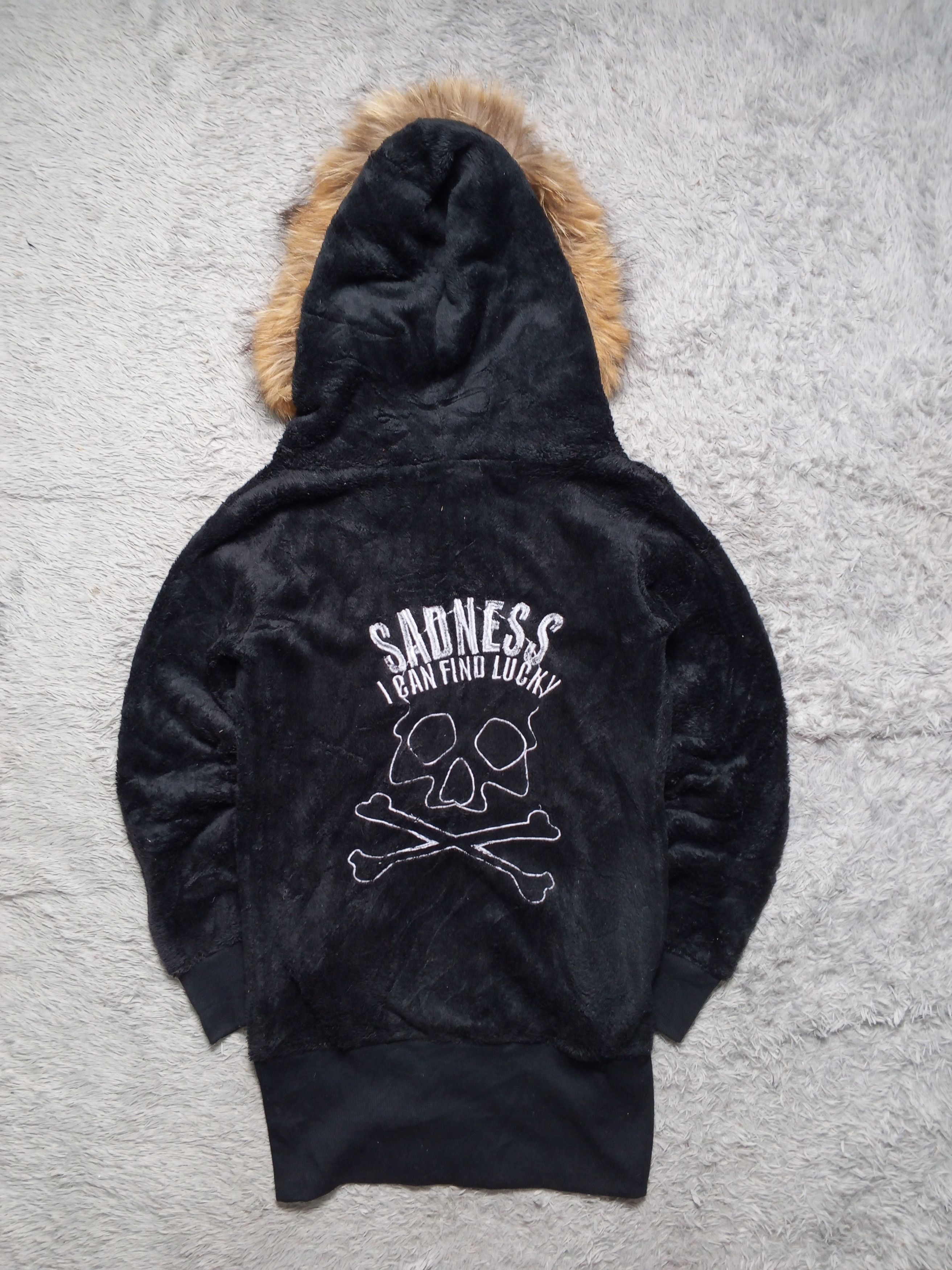 Japanese Brand Crazy Skull japan Brand SADNESS Pandora Faux Fur Hoodie Size US M / EU 48-50 / 2 - 2 Thumbnail