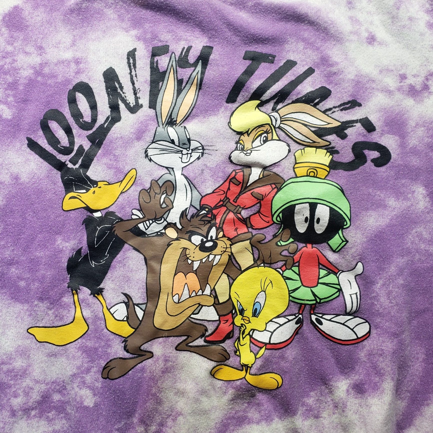 Vintage Looney Tunes Pullover Sweatshirt Women XL Purple Tie Dye Bugs Tweety Taz Shirt Size XL / US 12-14 / IT 48-50 - 2 Thumbnail