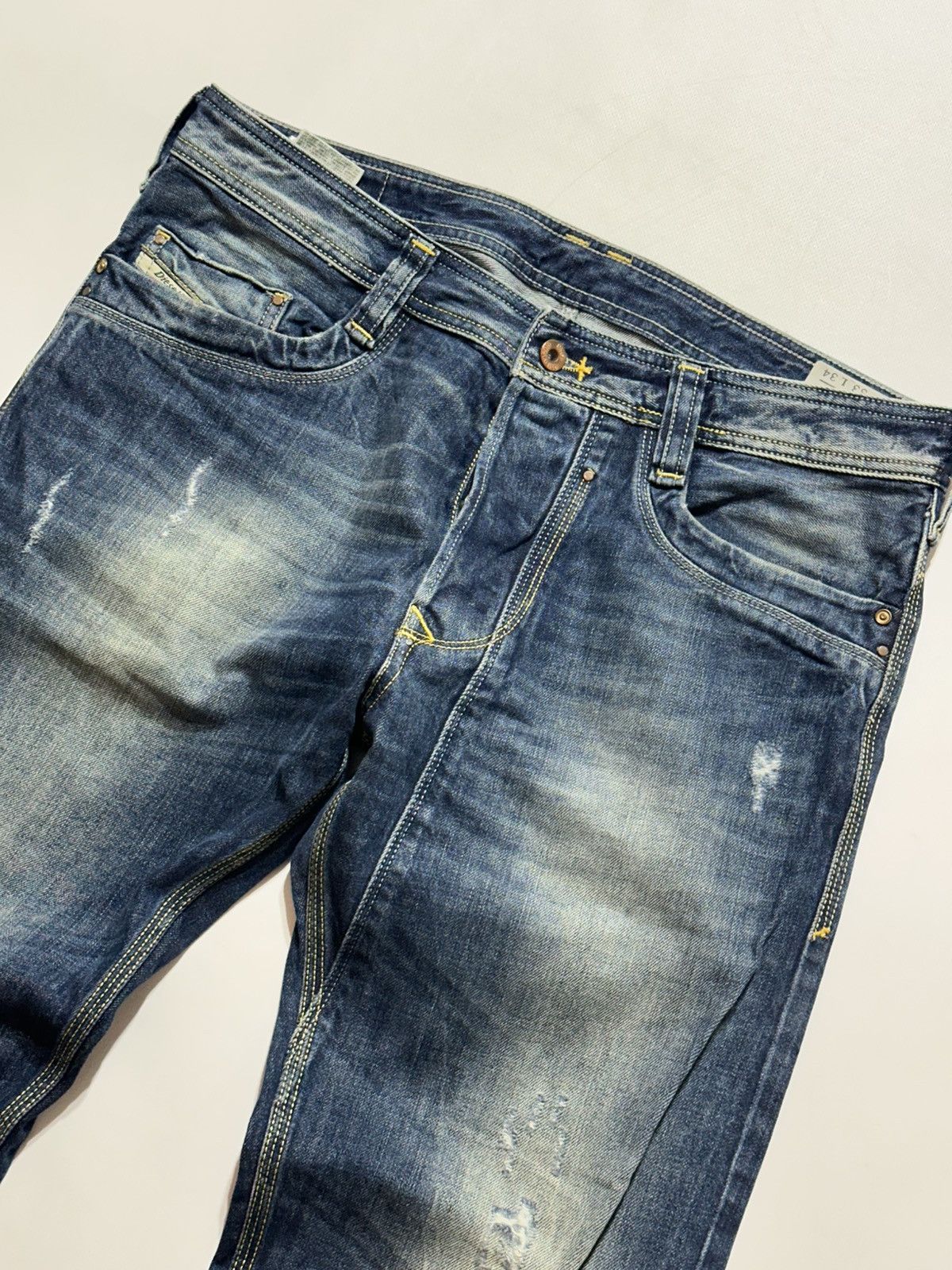 Diesel Diesel Timmen Distressed Blue Jeans Size US 33 - 6 Thumbnail