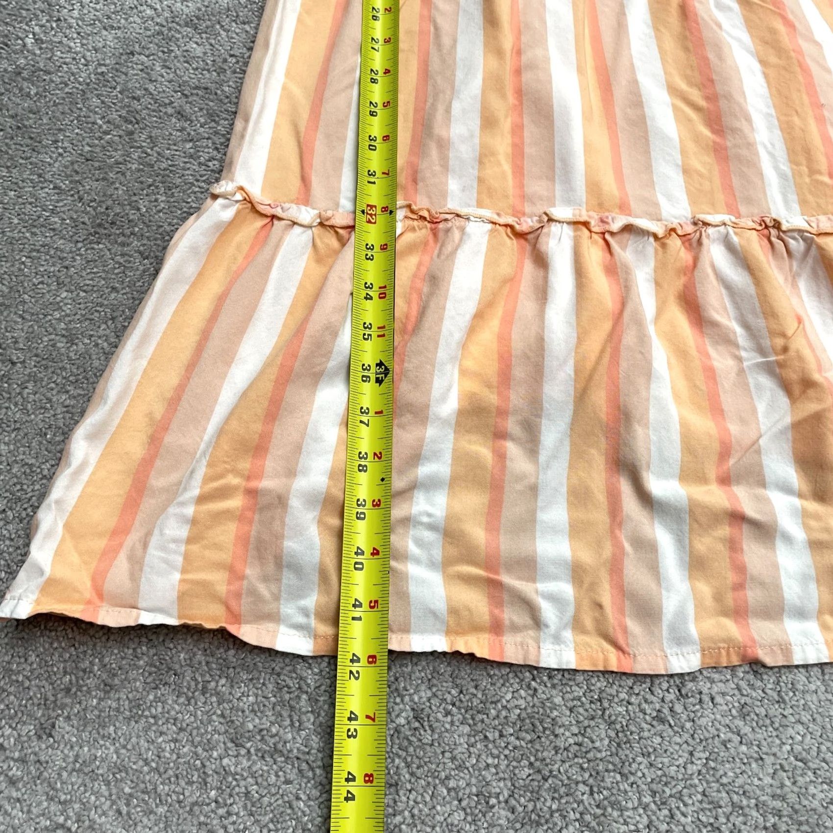 Vintage Coco And Shay Maxi Dress Juniors XL Orange White Striped Smocked Ruffles Sleeveless Viscose Rayon Beach Summer Women's Clothing Size XL / US 12-14 / IT 48-50 - 7 Thumbnail