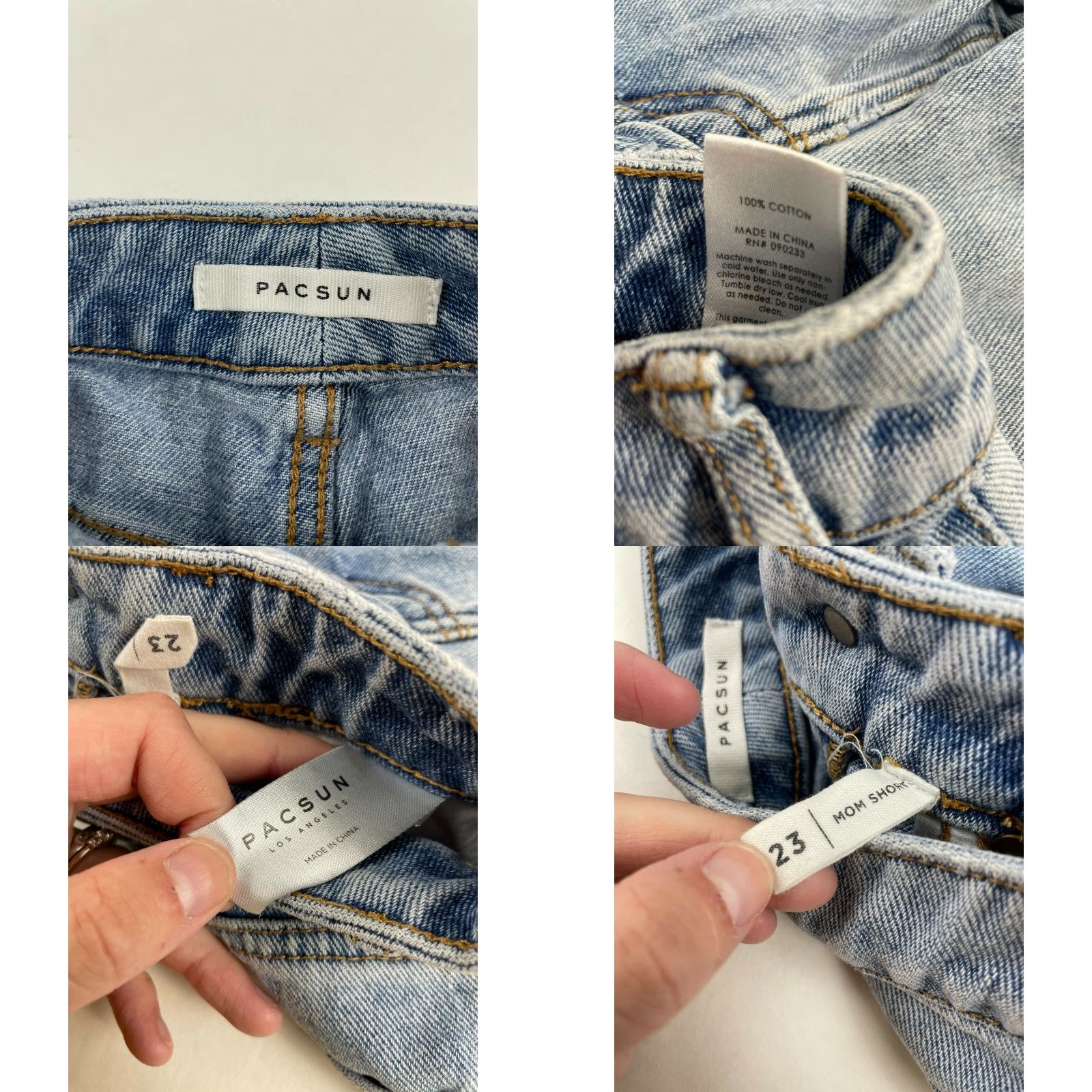 Pacsun PacSun Women's Jean Shorts Denim Mom Short Cut-Off Raw Hem Distressed Size 23 Gray Size 42" / US 20 - 8 Thumbnail