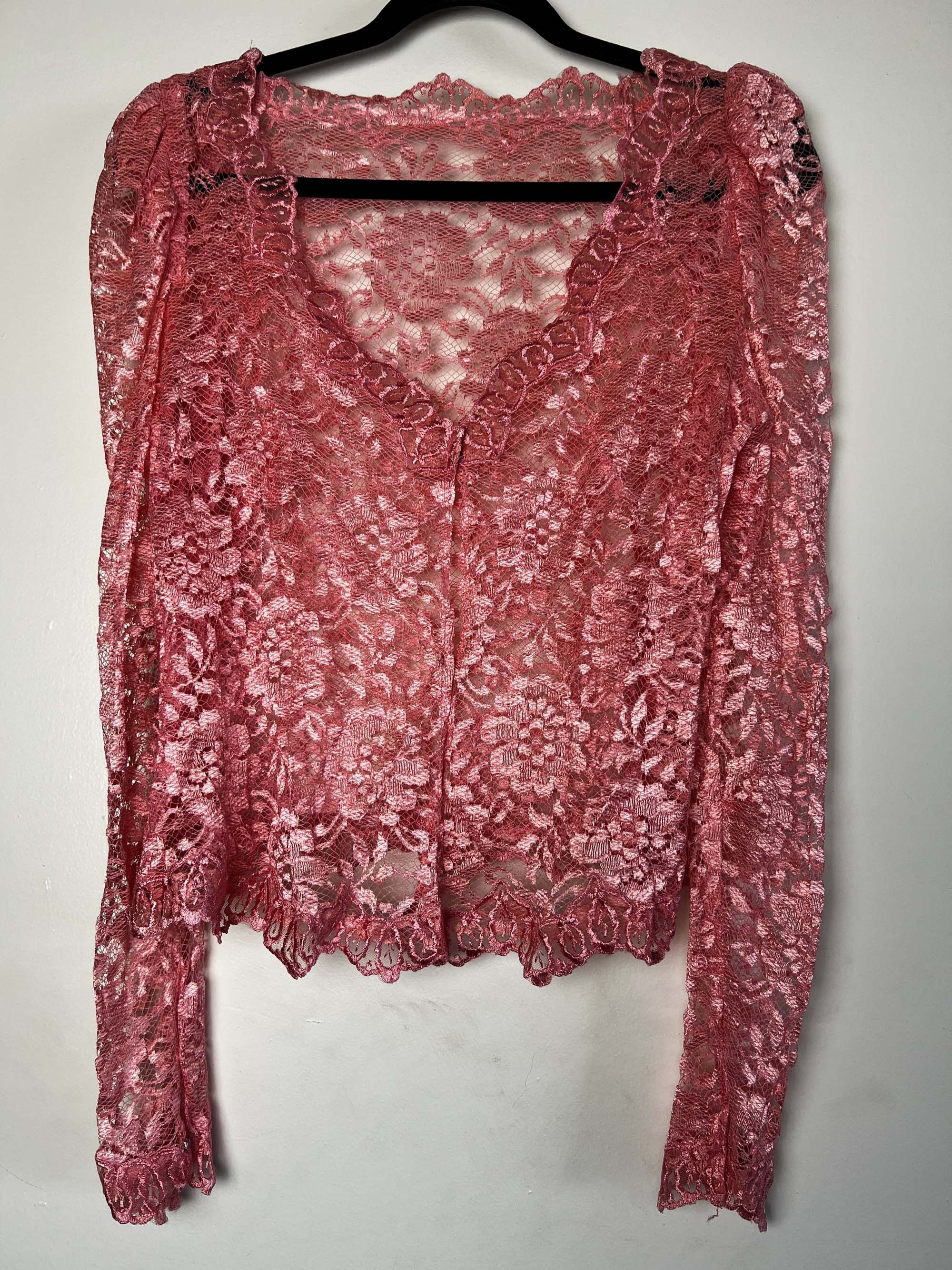 Vintage Vintage 1960's Edwardian Pink Lace Puffy Sleeve Blouse Size L / US 10 / IT 46 - 9 Thumbnail