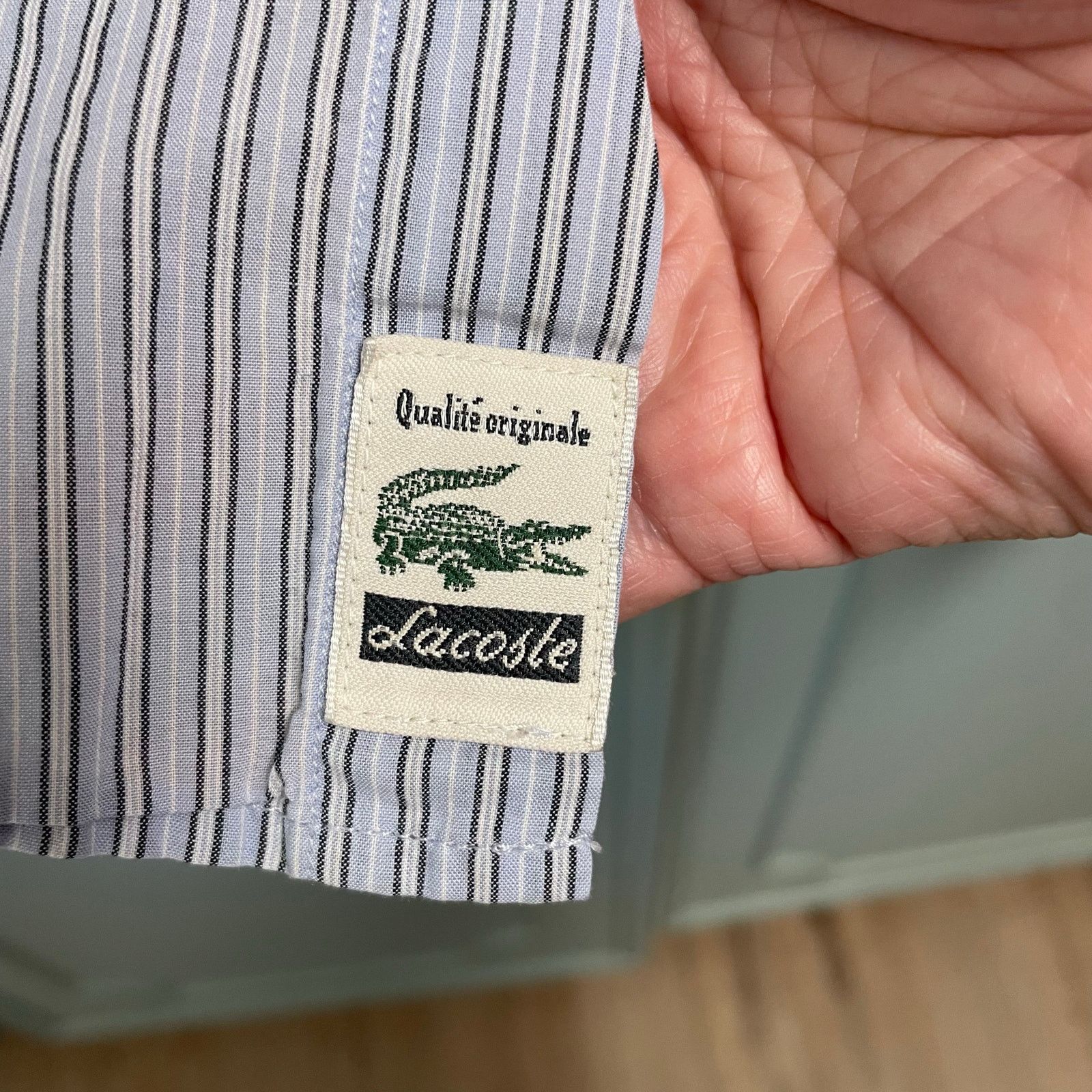 Lacoste Lacoste SZ 40 Mens Blue Striped Button Shirt Preppy Medium Size US M / EU 48-50 / 2 - 4 Thumbnail