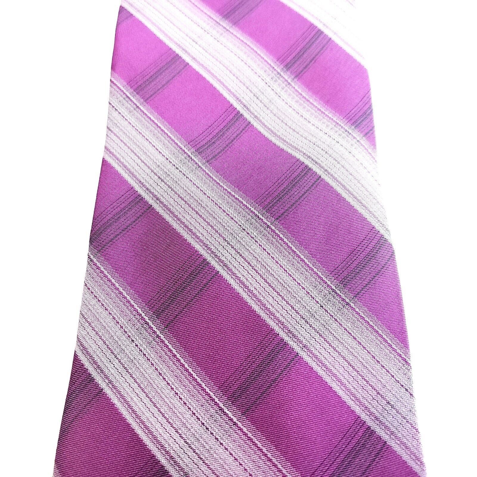 Calvin Klein Calvin Klein Pink Plaid Woven Silk Tie Size ONE SIZE - 2 Thumbnail