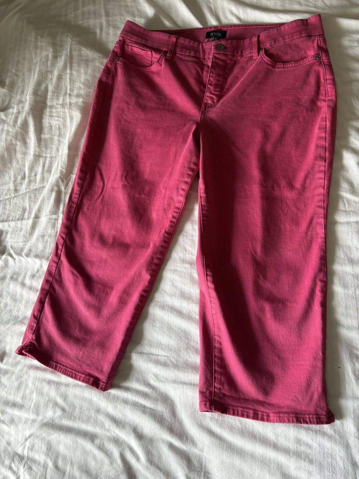 NYDJ NYDJ Raspberry Pink Denim Slim Capri Button Zip Plus XL Size 36" / US 14 / IT 50 - 7 Thumbnail