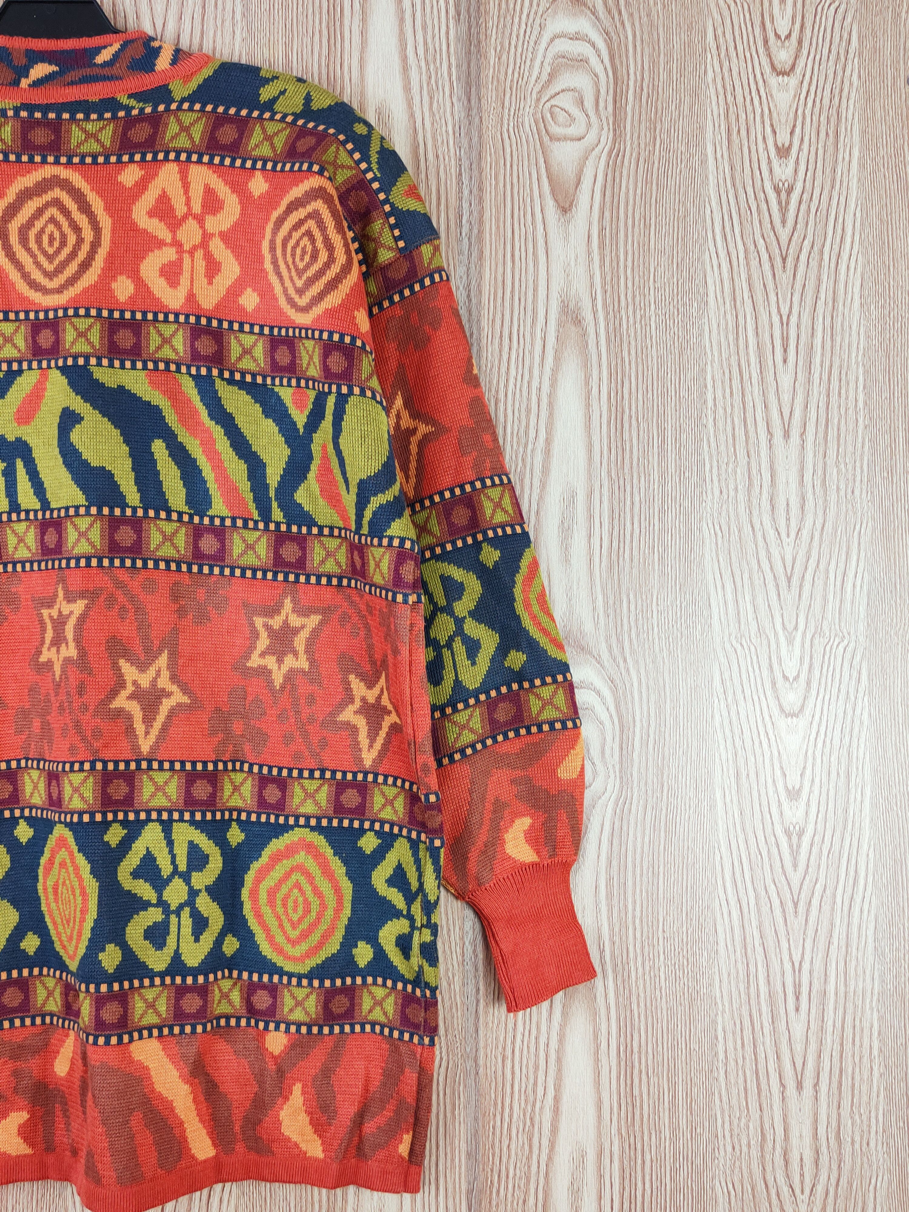 Vintage Dongwon Orange art Knitwear Cardigan #W746 Size US L / EU 52-54 / 3 - 9 Thumbnail