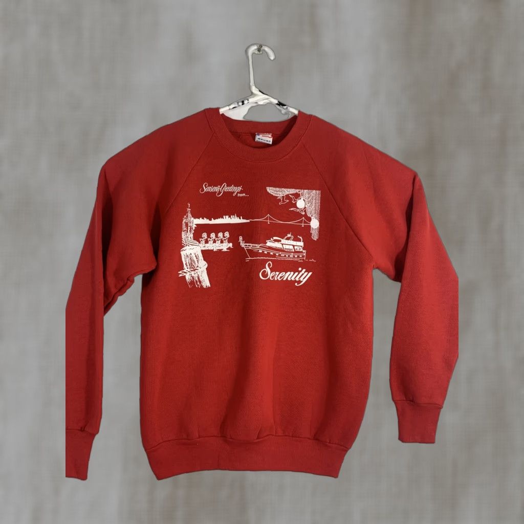 Jerzees VINTAGE Jerzees Unisex L Red Serenity Seasons Greetings Crew Neck Sweater Size US L / EU 52-54 / 3 - 1 Thumbnail