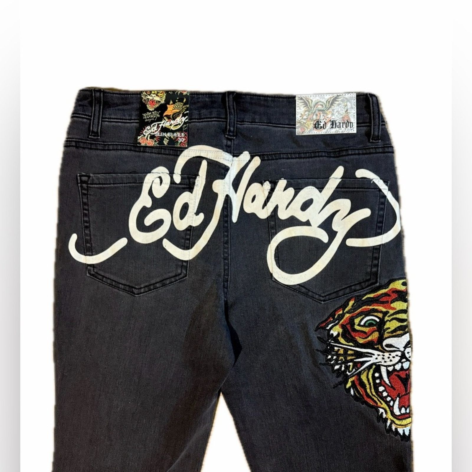Ed Hardy ED HARDY TIGER HEAD SLIM FLARE JEANS Size 30" / US 8 / IT 44 - 3 Thumbnail