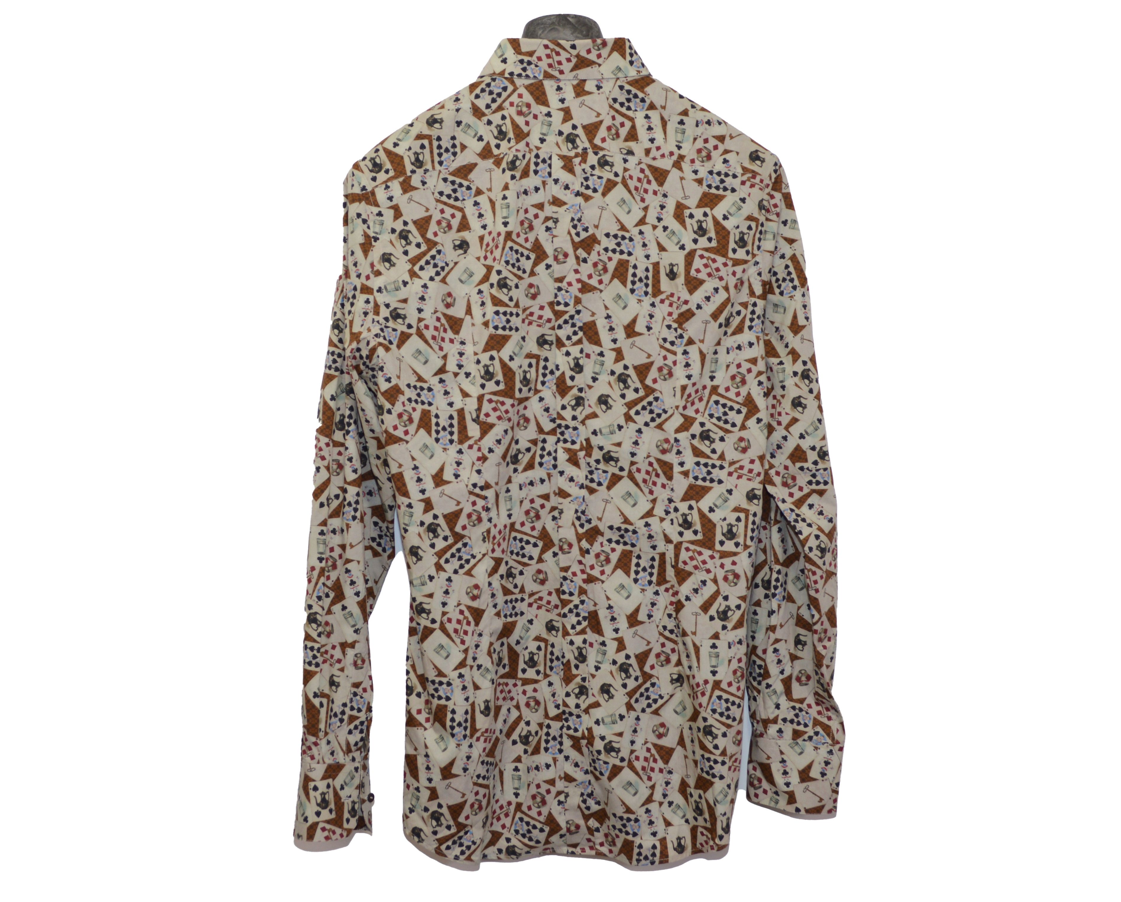 Dolce & Gabbana Men's Dolce & Gabbana Gold Dress Shirt 42 16.5 Cards Print Size US L / EU 52-54 / 3 - 6 Thumbnail