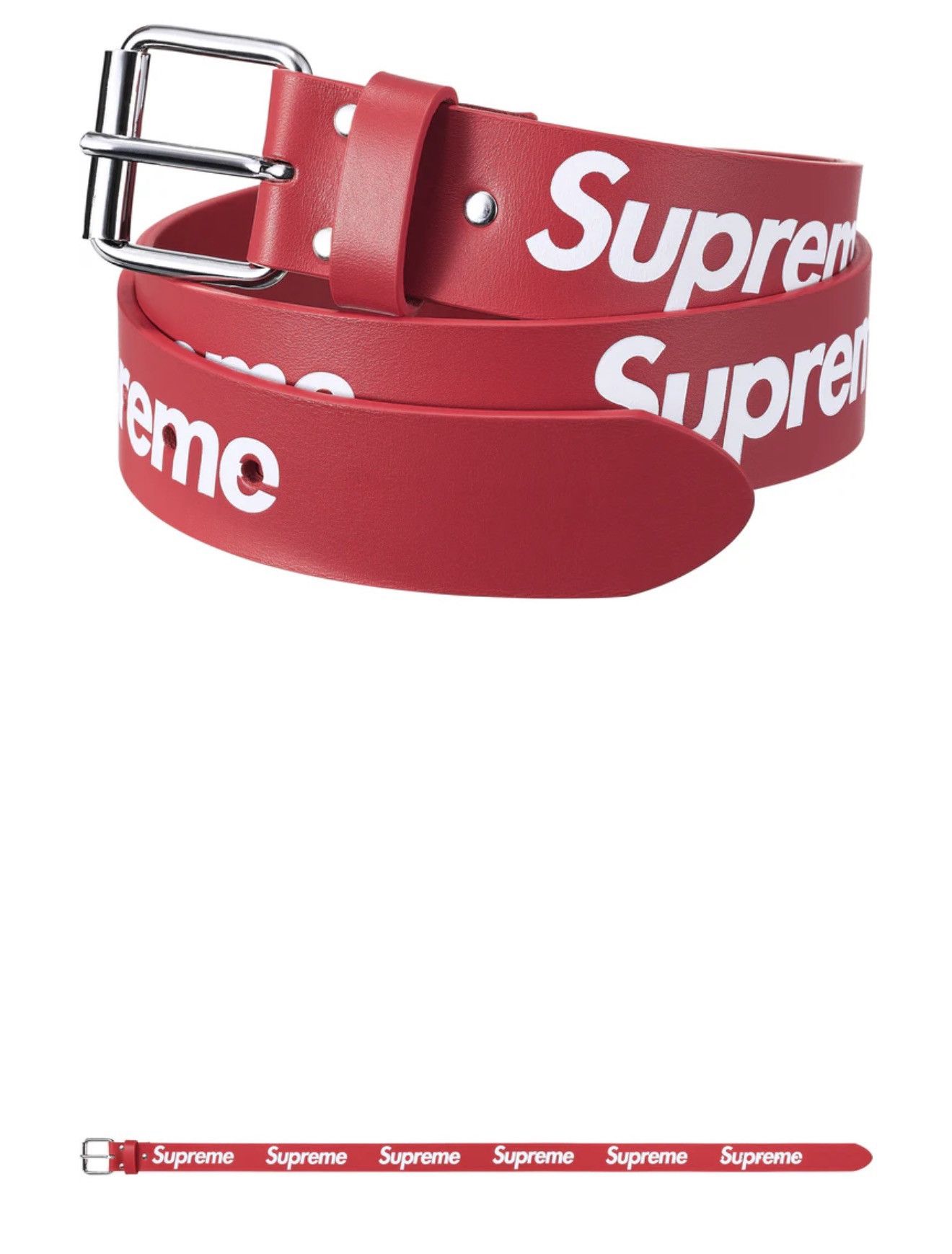 Supreme Supreme Repeat Red Leather Belt | Grailed