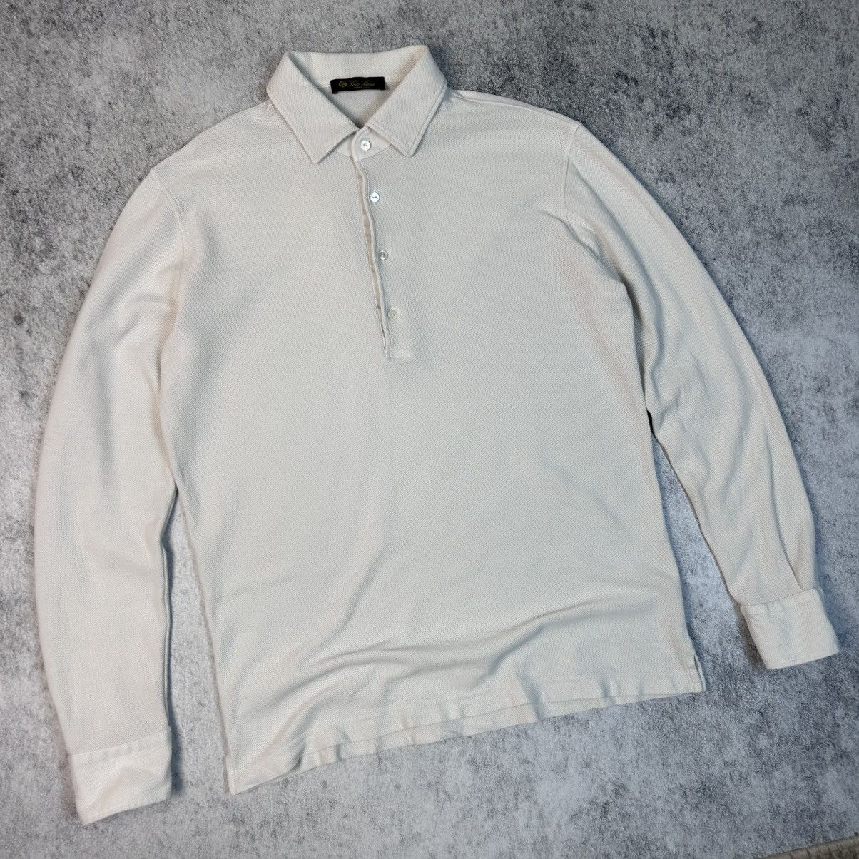 Loro Piana Luxury Loro Piana White Long-Sleeve Polo Made in Italy Size US XL / EU 56 / 4 - 3 Thumbnail