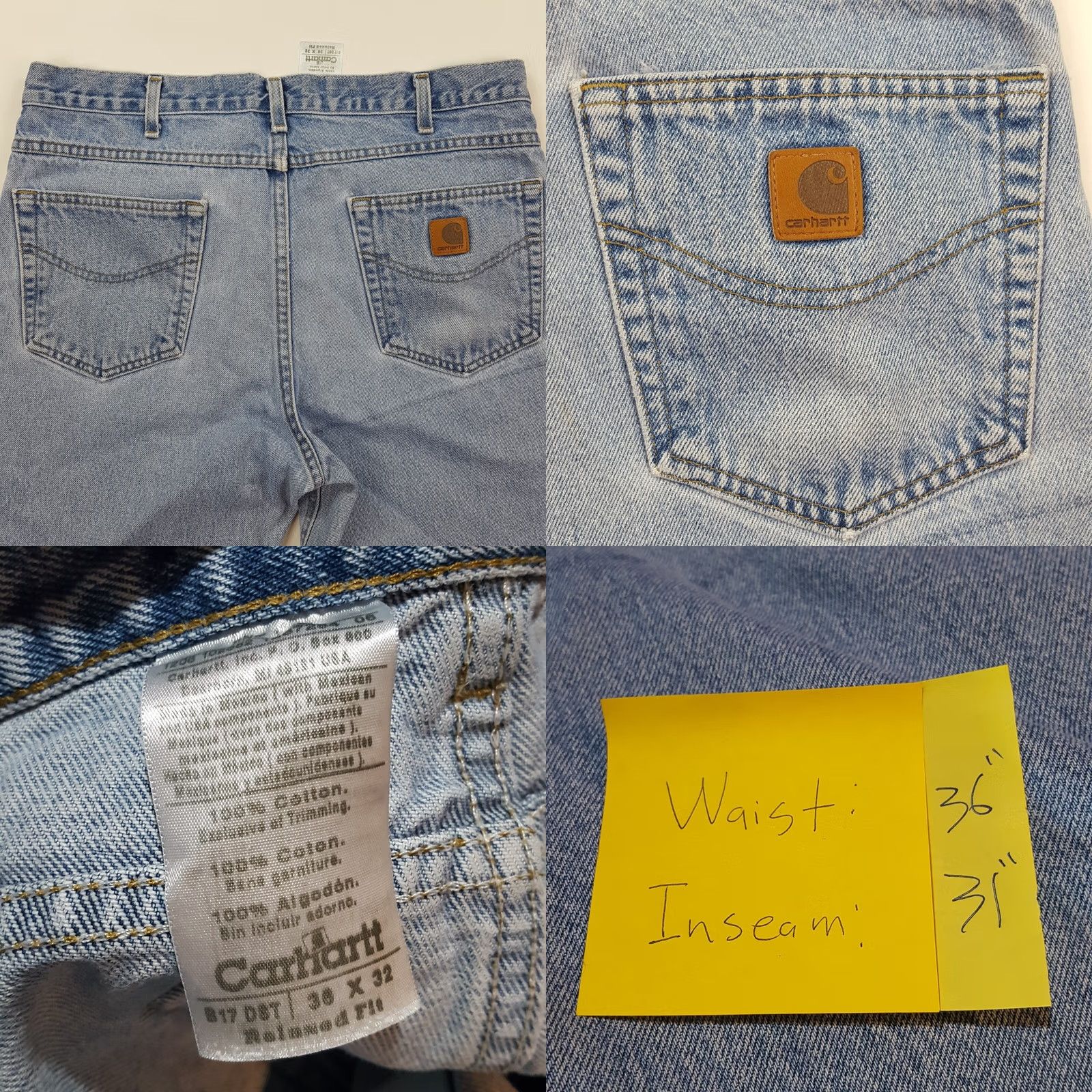 Carhartt VINTAGE Carhartt Jeans Denim Blue 36x31 Relaxed Tapered 90s Grunge Workwear Mens Jeans Size US 36 / EU 52 - 8 Thumbnail