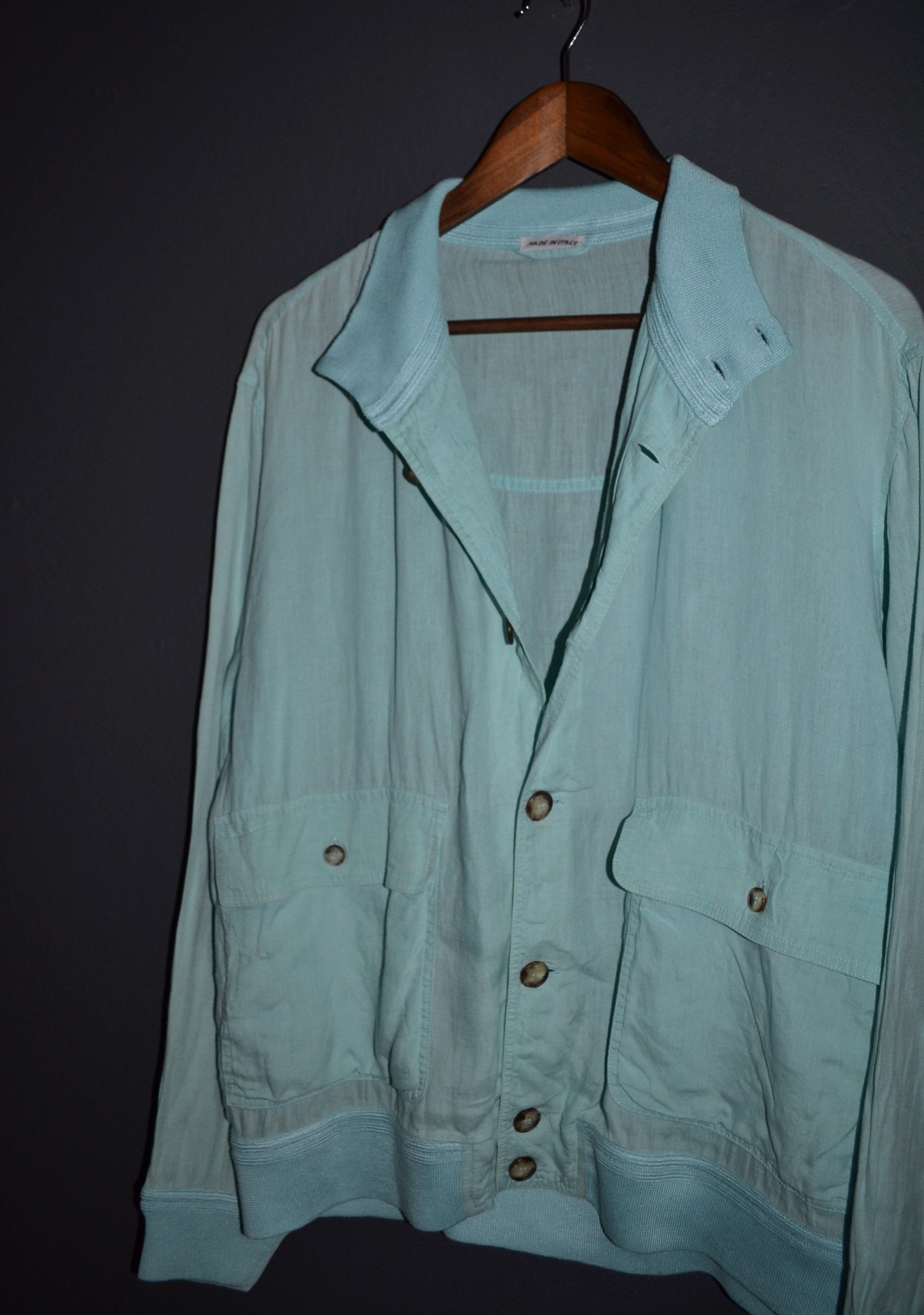 Brioni Brioni Vintage Light Blue Linen Bomber Flight Jacket XL Size US XL / EU 56 / 4 - 2 Thumbnail