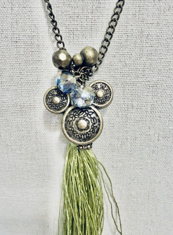 Disney Disney Parks Heart Locket Necklace with Green Tassel – 20” Size ONE SIZE - 3 Thumbnail