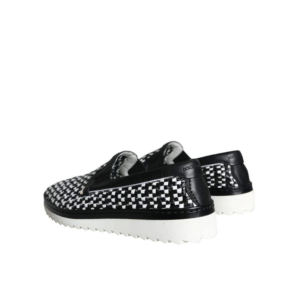Dolce & Gabbana Dolce & Gabbana Black White Weaved Slip On Men Loafers Shoes Size US 8 / EU 41 - 4 Thumbnail