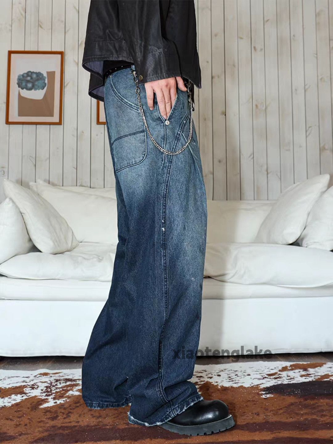 Jean ltx Balenciaga rickowens style baggy cargo faded jeans Size US 32 / EU 48 - 4 Thumbnail
