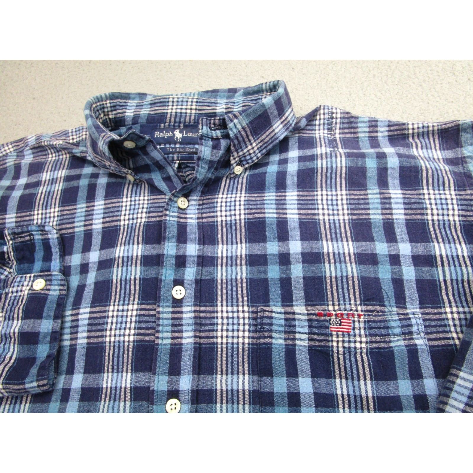 Ralph Lauren VINTAGE Ralph Lauren Workshirt Shirt Mens XL Blue Plaid Button-Up Collared Classic Casual Size US XL / EU 56 / 4 - 3 Thumbnail