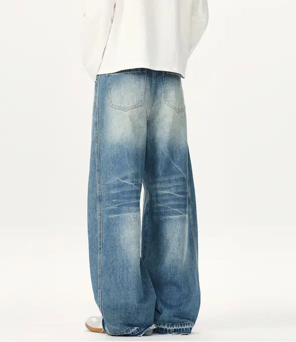 Japanese Brand Light blue washed distressed baggy jeans Size US 32 / EU 48 - 5 Thumbnail