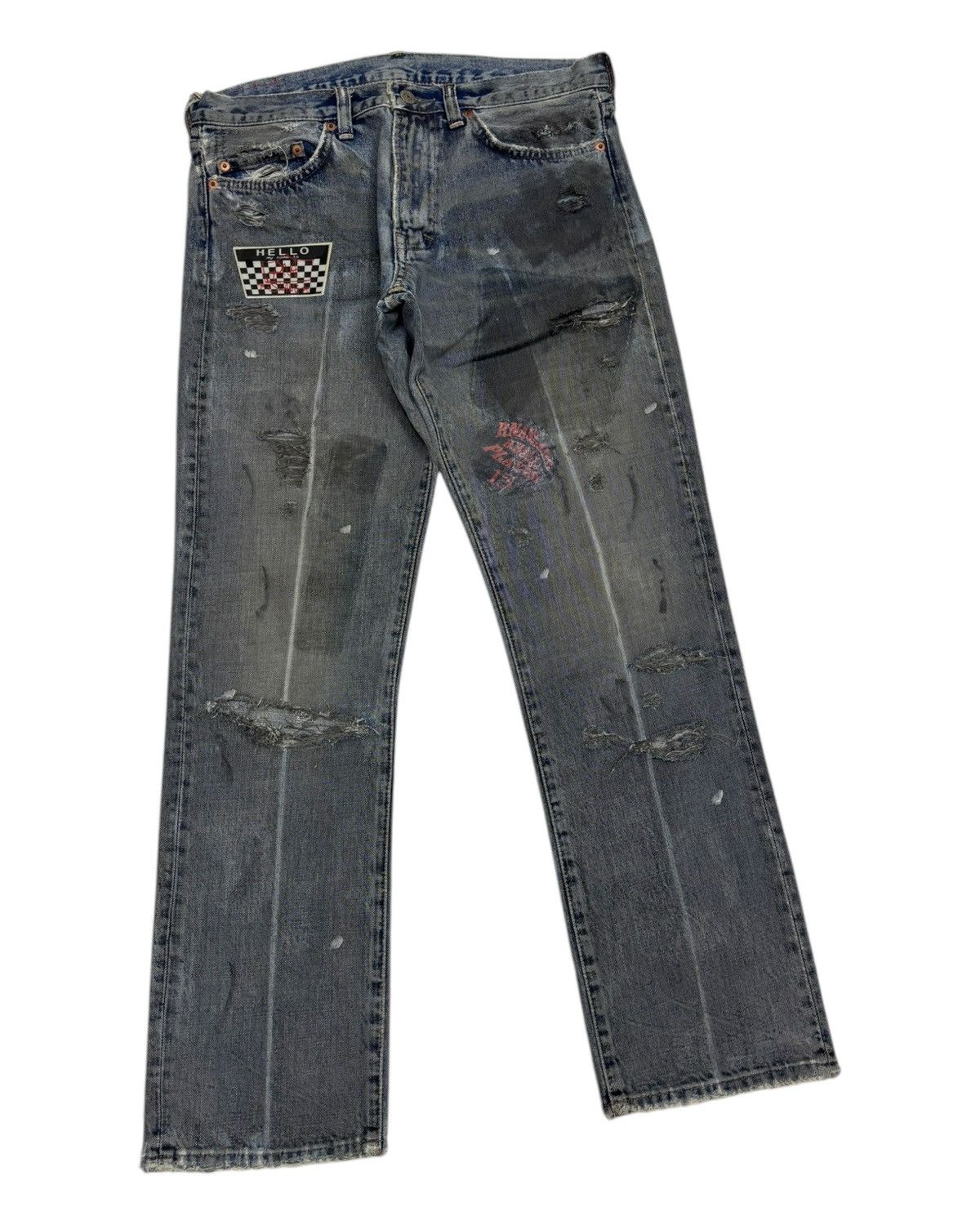 Hysteric Glamour × Japanese Brand × Undercover 🔥VINTAGE RNA MAD STYLE RIPPED DISTRESS DENIM JEANS Size US 32 / EU 48 - 3 Thumbnail