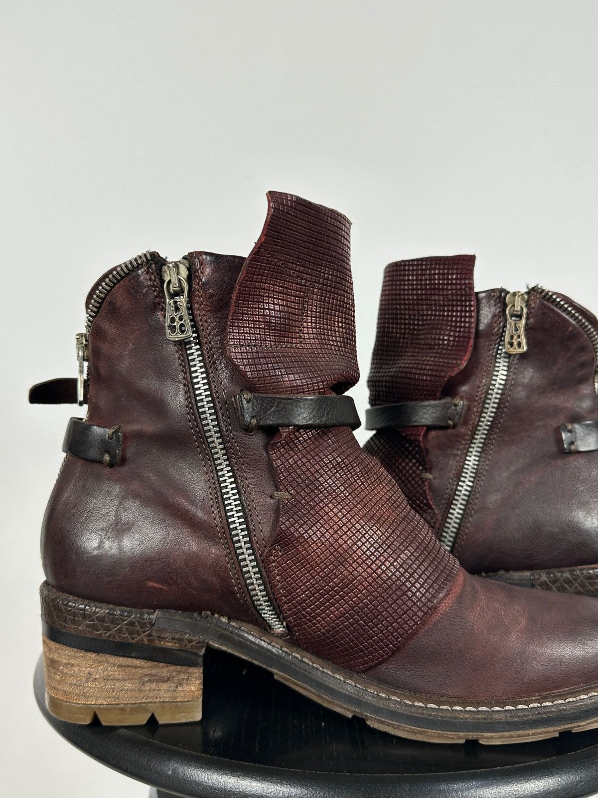 A.S.98 A.S.98. Airstep Burgundy Leather Biker Ankle Boho Boots Size US 9 / IT 39 - 18 Thumbnail