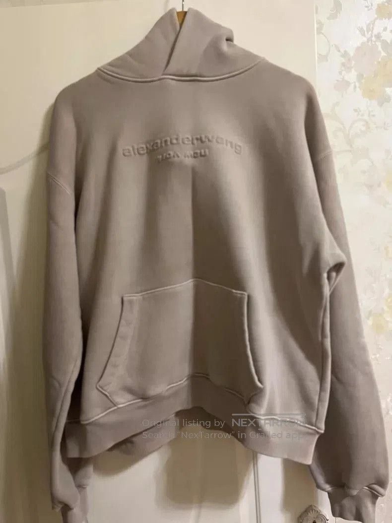 Alexanderwang embossed style milk tea color hoodie S size.