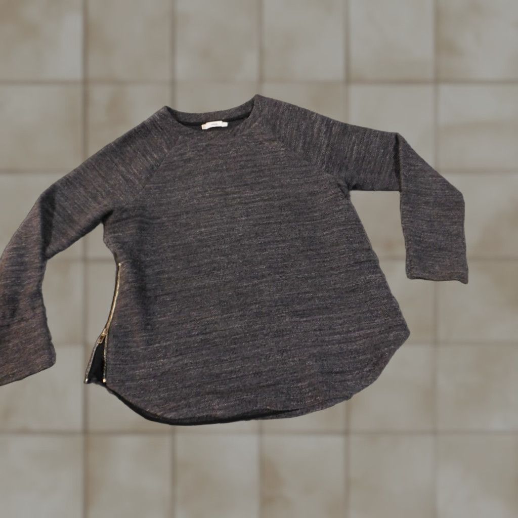 Vince Vince Womens Small Gray Pullover Zip Sweater Knit Round Neck Long Sleeve Stretch Chuny Knit Zipper Size S / US 4 / IT 40 - 1 Thumbnail