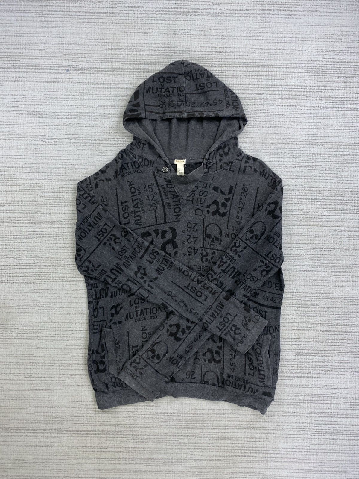 Diesel × Japanese Brand Vintage Diesel Loungewear Full Printed Punk Style Hoodie Size US M / EU 48-50 / 2 - 5 Thumbnail