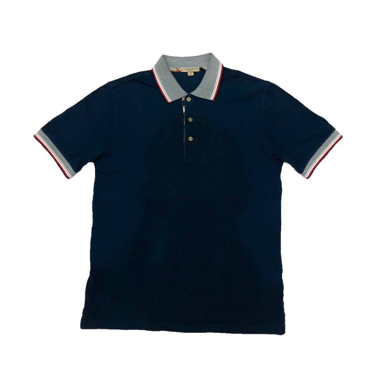 Burberry Brit men's navy check placket polo shirt medium