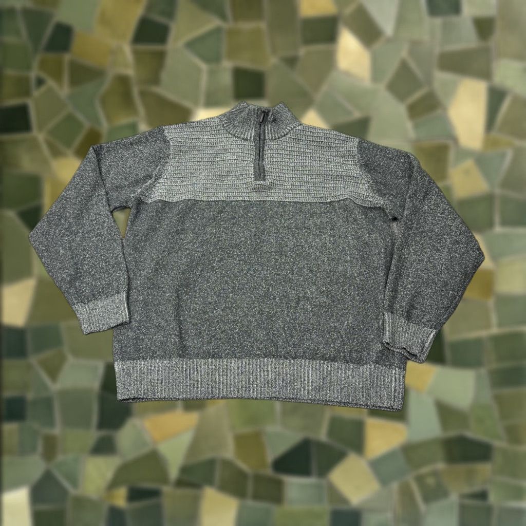 Vintage Tricots St Raphael Sweater Mens L Gray 1/4 Zip Mock Neck Knit Cotton Polyester waffle-knit Modern Pullover Size US L / EU 52-54 / 3 - 1 Thumbnail