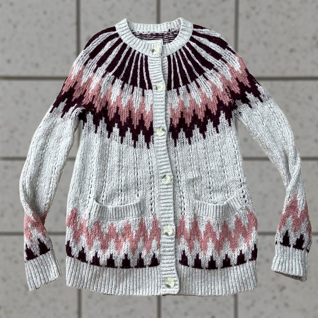 Abercrombie & Fitch Abercrombie & Fitch Wool Cardigan Sweater Women S Beige Pink Nordic Y2K Knit S Size S / US 4 / IT 40 - 1 Thumbnail