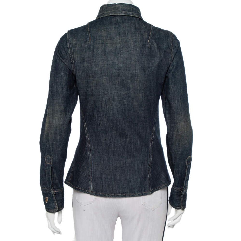 Gucci GUCCI by Tom Ford FW 2001 Washed Denim Buttoned Jacket Shirt Size S / US 4 / IT 40 - 7 Thumbnail