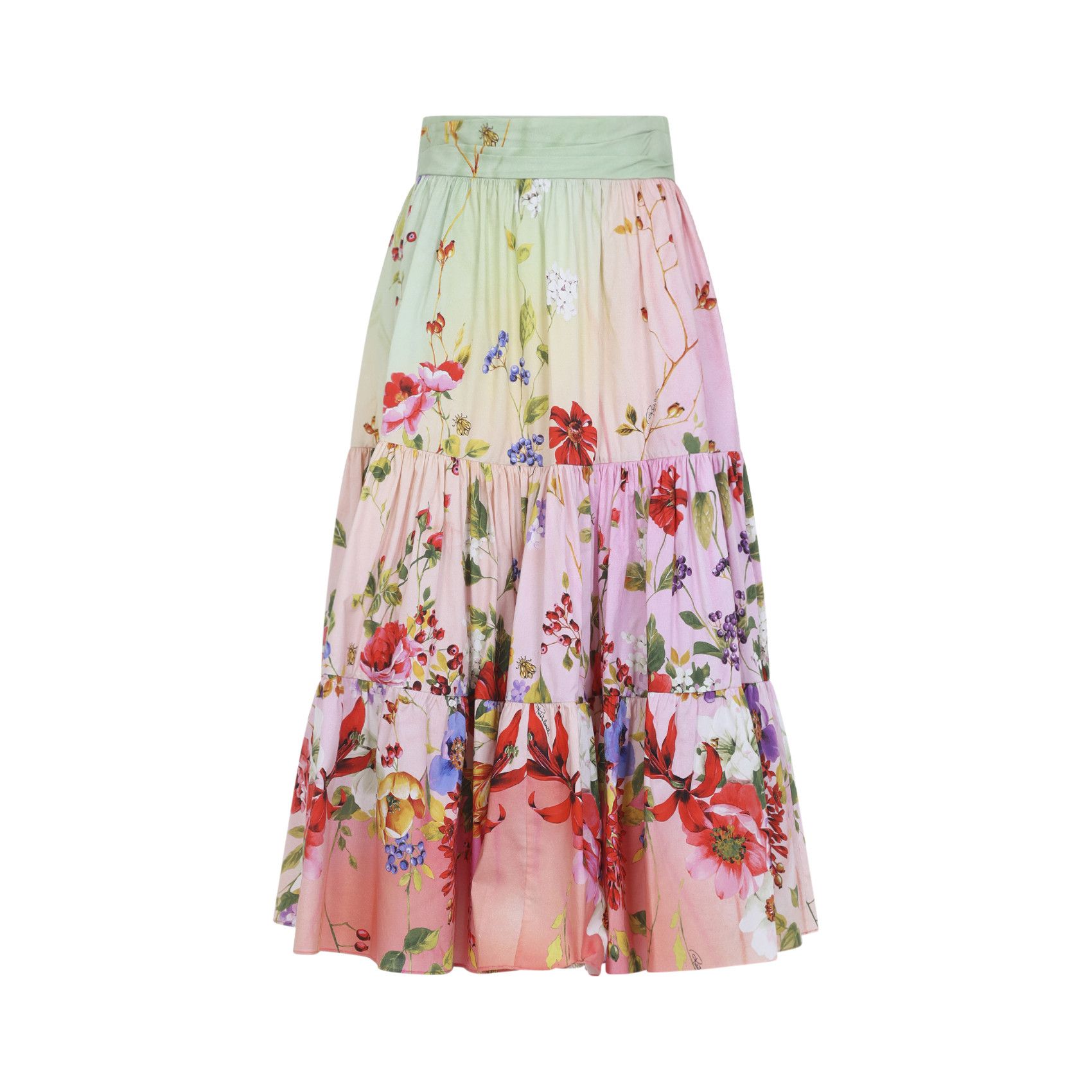 Roberto Cavalli Roberto Cavalli Miami Flowers Midi Skirt Size 28" / US 6 / IT 42 - 1 Thumbnail