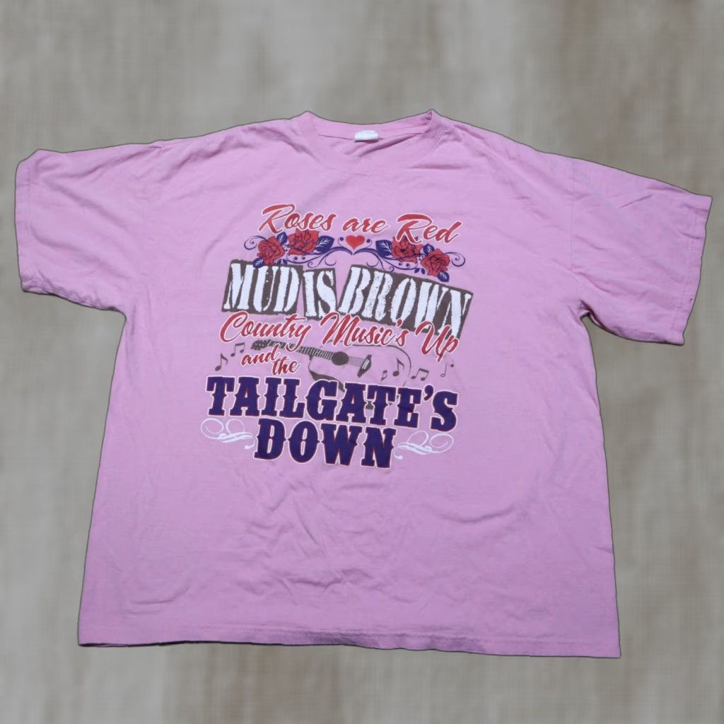 Vintage Roses Are Red Mud Is Brown Tailgates Down Shirt Women XL Pink Short Sleeve T-Shirt 90s? Size XL / US 12-14 / IT 48-50 - 1 Thumbnail