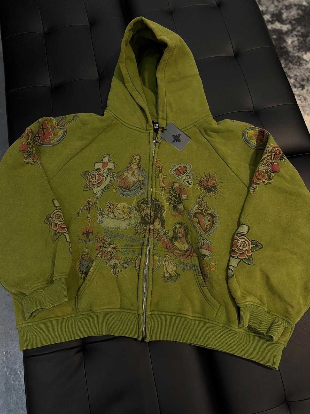 Other XXL- We Are Righteous Green Zip Up Jesus Hoodie Size US XXL / EU 58 / 5 - 1 Thumbnail