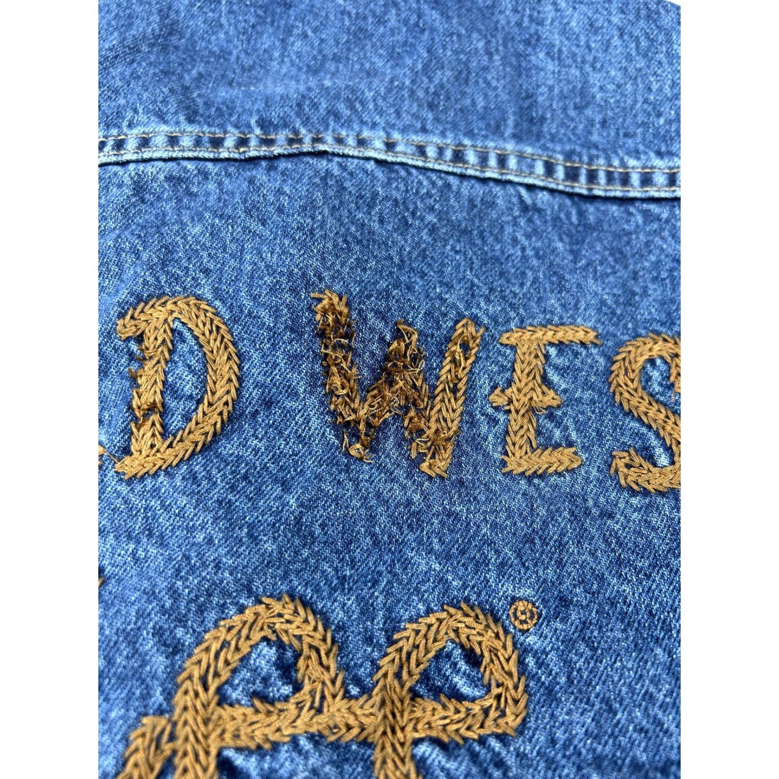 Lee Lee Denim Jacket Womens XS Blue Western Embroidered Trucker Jean Jacket Short Front Buttoned Crew Neck Collared Casual Vintage No Size 26" / US 2 / IT 38 - 6 Thumbnail