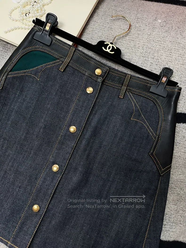 Louis Vuitton Louis Vuitton Denim patchwork skirt Size 33" - 3 Thumbnail