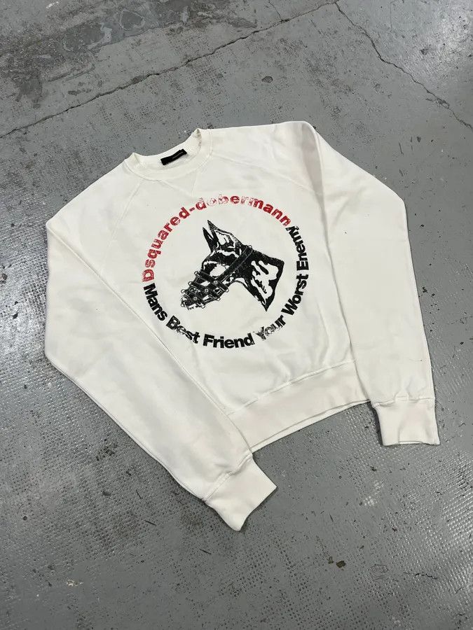Dsquared2 AW2007 Dsquared2 Doberman Print White Crewneck Sweatshirt Size US M / EU 48-50 / 2 - 5 Thumbnail