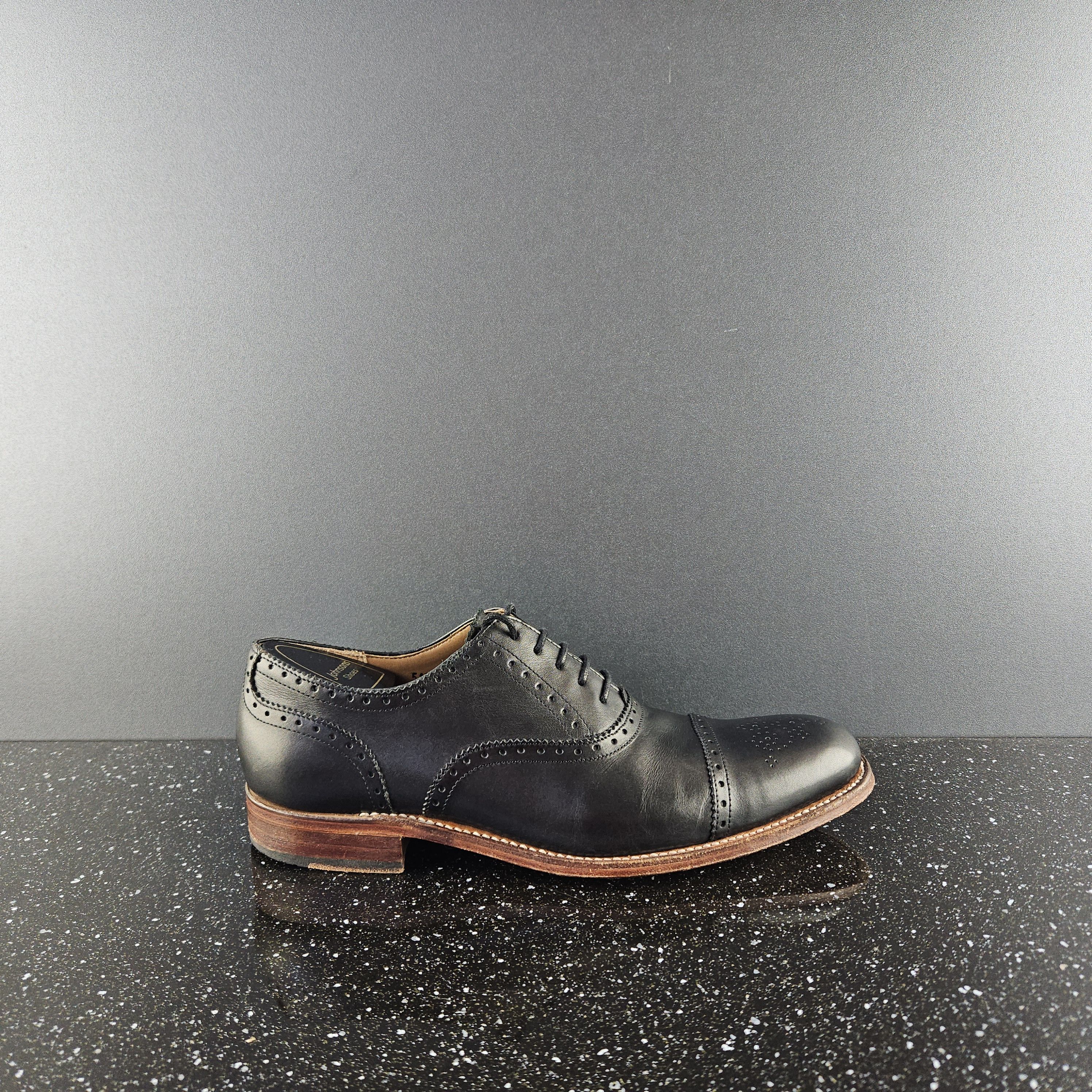 image of Grenson Black Leather Brogue Shoes, Men's (Size 8)