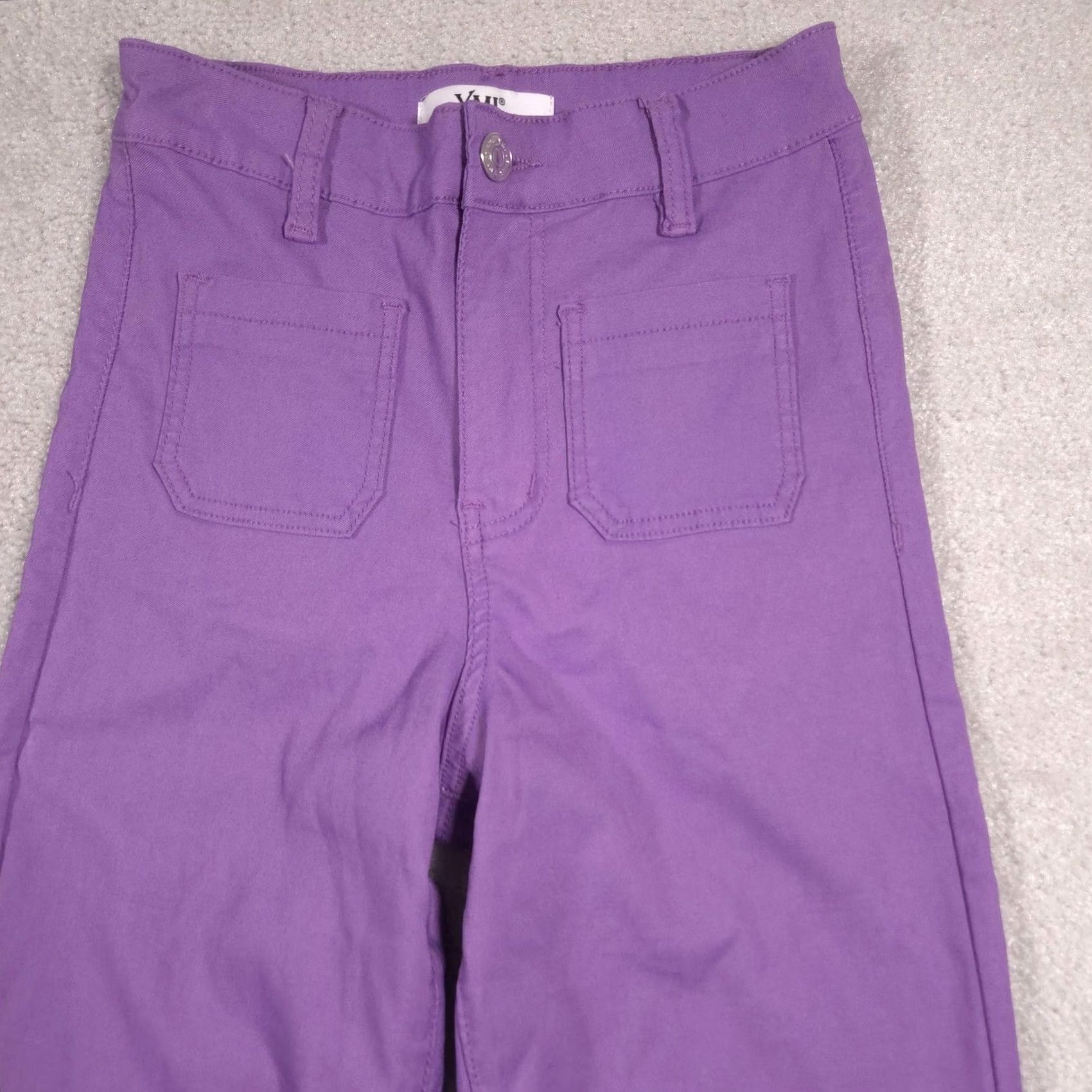 Vintage YMI Pants Womens M Purple Twill Straight Leg Chino Capri Zip Fly Stretch Size 32" / US 10 / IT 46 - 3 Thumbnail